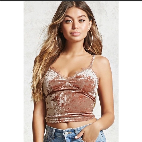 Forever 21 Velvet Lace Cami Top Sz S - Picture 1 of 6